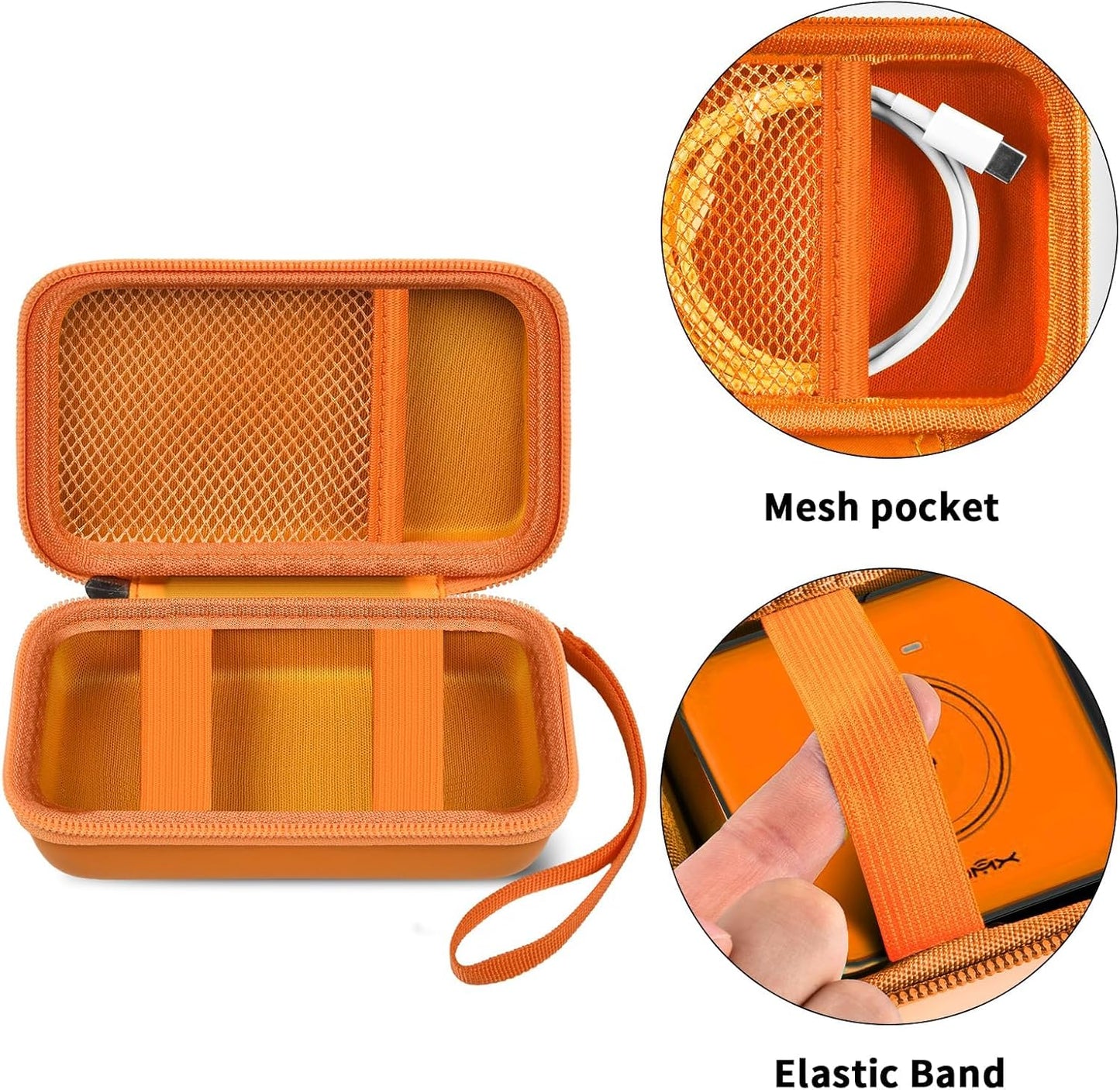 Travel Case for UCOMX for Nano/for Rtops/for Hicober/for Iseyyox 3 in 1 Wireless Charger, Foldable Magnetic Charging Station Storage Holder Bag for Fast Charge Pad Cable, Adapter, Orange-Box Only