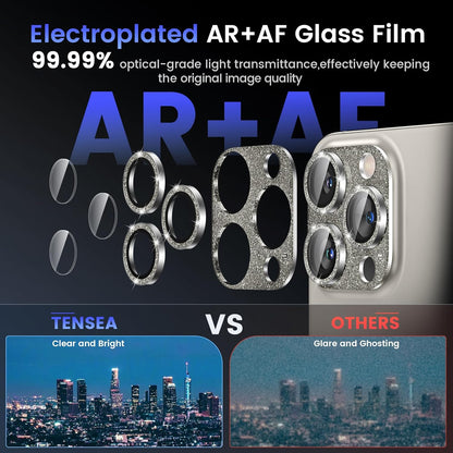 Tensea for iPhone 16 Pro/iPhone 16 Pro Max/iPhone 15 Pro/iPhone 15 Pro Max Camera Lens Protector, Metal Aluminum Alloy Tempered Glass Cover Camera Screen Protector Accessories, Case Friendly