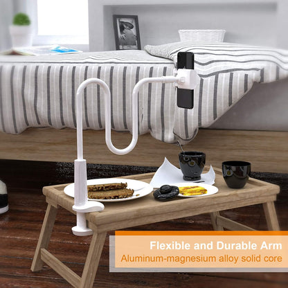 Phone Holder Bed Gooseneck Mount - Flexible Arm 360 Mount Clip Adjustable Bracket Clamp Stand Compatible with Cell Phone 11 Pro XS Max XR X 8 7 6 Plus 5 4, Samsung S10 S9 S8 for Bedroom Desk