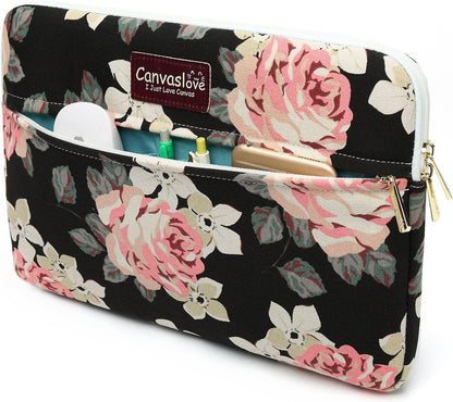 Canvaslove Laptop Sleeve Case Bag Cover with Pocket for MacBook Pro 16 and 16 inch HP Lenovo Dell ASUS Acer Notebook Computer (Pink Rose)