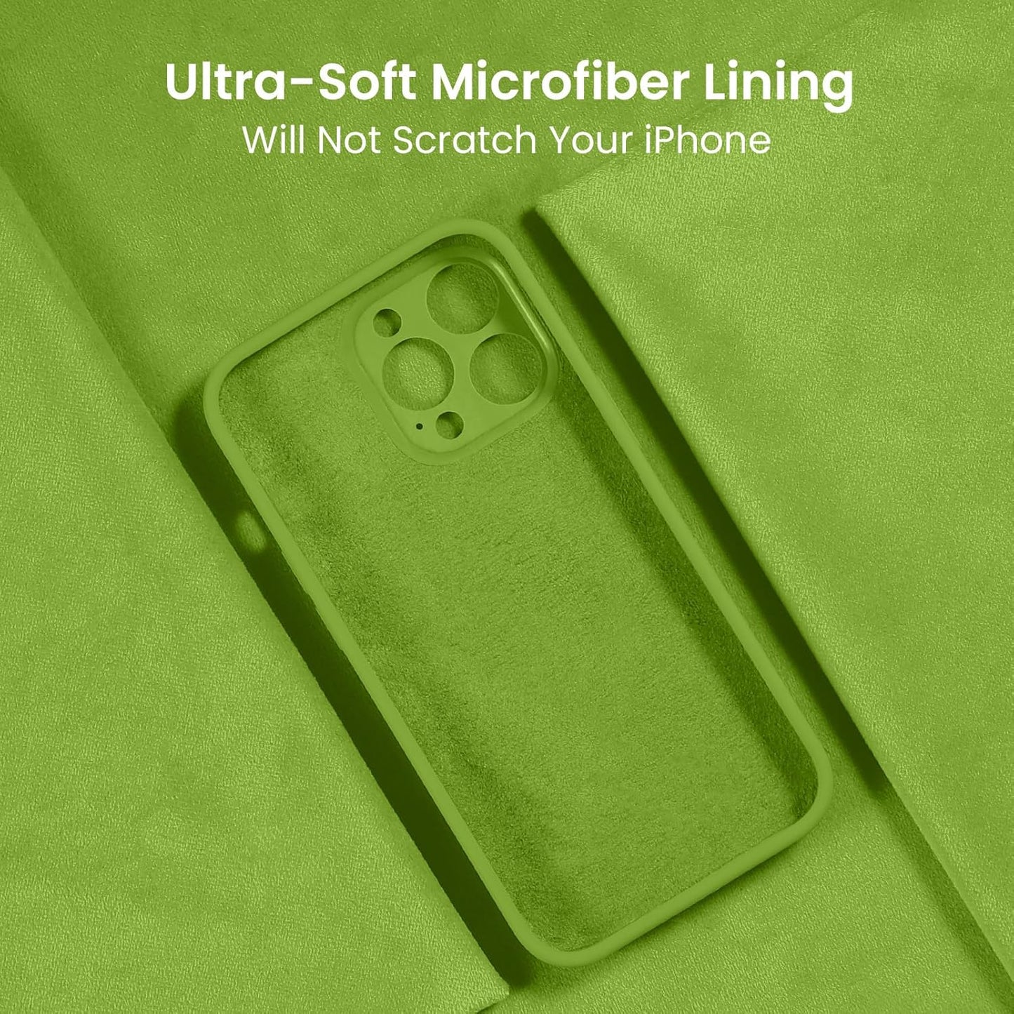 FireNova Designed for iPhone 13 Pro Case, Silicone Upgraded [Camera Protection] Phone Case with [2 Screen Protectors], Soft Anti-Scratch Microfiber Lining Inside, 6.1 inch, Sprout Green