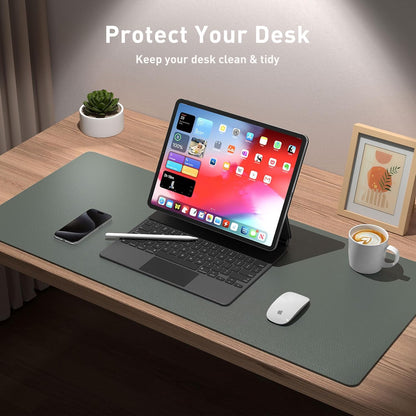 Aothia Leather Desk Pad Protector, Office Desk Mat, Large Mouse Pad, Non-Slip PU Leather Desk Blotter, Laptop Desk Pad, Waterproof Desk Writing Pad for Office and Home (Jungle Green, 31.5" x 15.7")