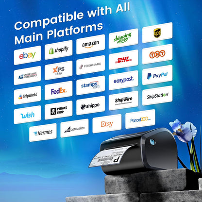 Bluetooth Shipping Label Printer 4x6 - D450BT Thermal Label Printer for Shipping Packages, Small Business, Home, Office, Compatible with Amazon, Ebay, Tiktok, Etsy, USPS