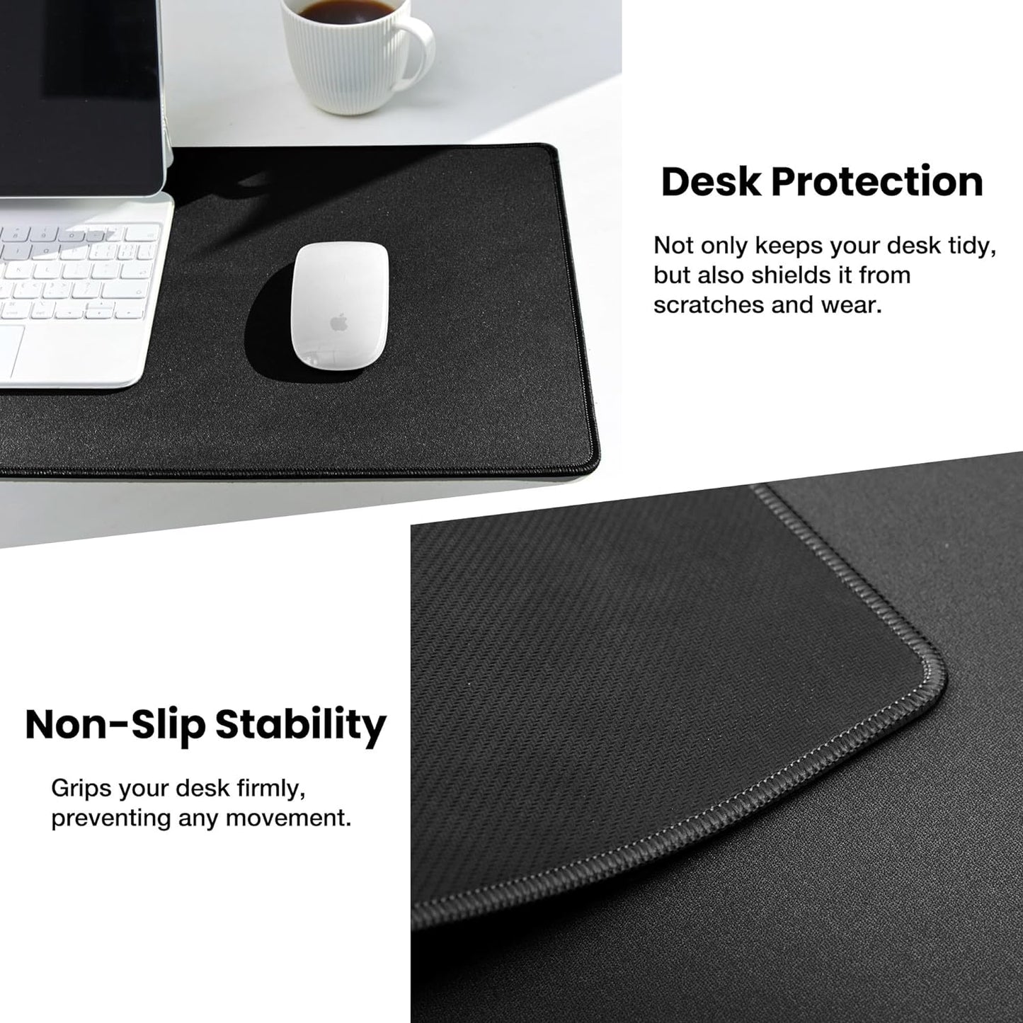 ALOANES Large Gaming Mouse Pad with Non-Slip Rubber Base,Stitched Edge,Desk mat for Laptop,Computer & PC, Wristing Pad for Gamer,Office & Home, 35.4''x 11.8''x 0.12'', Black