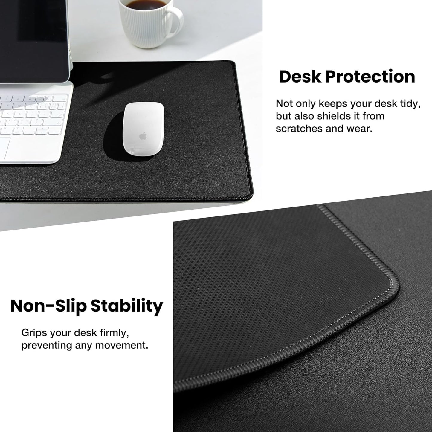 ALOANES Large Gaming Mouse Pad with Non-Slip Rubber Base,Stitched Edge,Desk mat for Laptop,Computer & PC, Wristing Pad for Gamer,Office & Home,Classic Black XXL 15.74''x35.43''x0.12''
