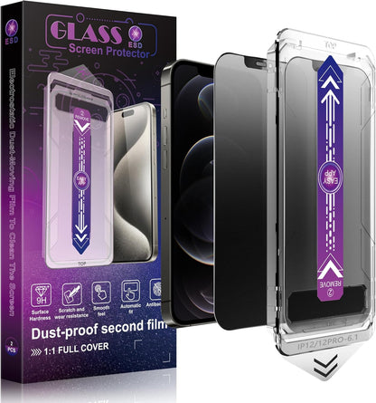2 Pack Matte Privacy Screen Protector for iPhone 12 and iPhone 12 Pro 6.1-Inch Auto Dust Removal, No Bubbles,Anti-Spy Tempered Glass Film, Easy Installation