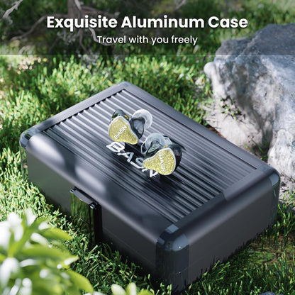 BASN Bmaster5 in Ear Monitors, 5 Drivers Drummer Headphones with Powerful Bass, Noise Isolation IEM Earbuds with Detachable MMCX Sliver-Plated OFC Cable for Musicians (Starlight Gold, MMCX)