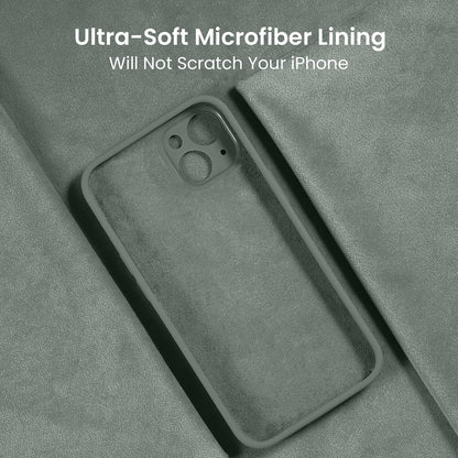 FireNova Designed for iPhone 15 Plus Case, Silicone [Camera Protection] Case with [2 Screen Protectors], Soft Anti-Scratch Microfiber Lining Inside, 6.7 inch, Calke Green