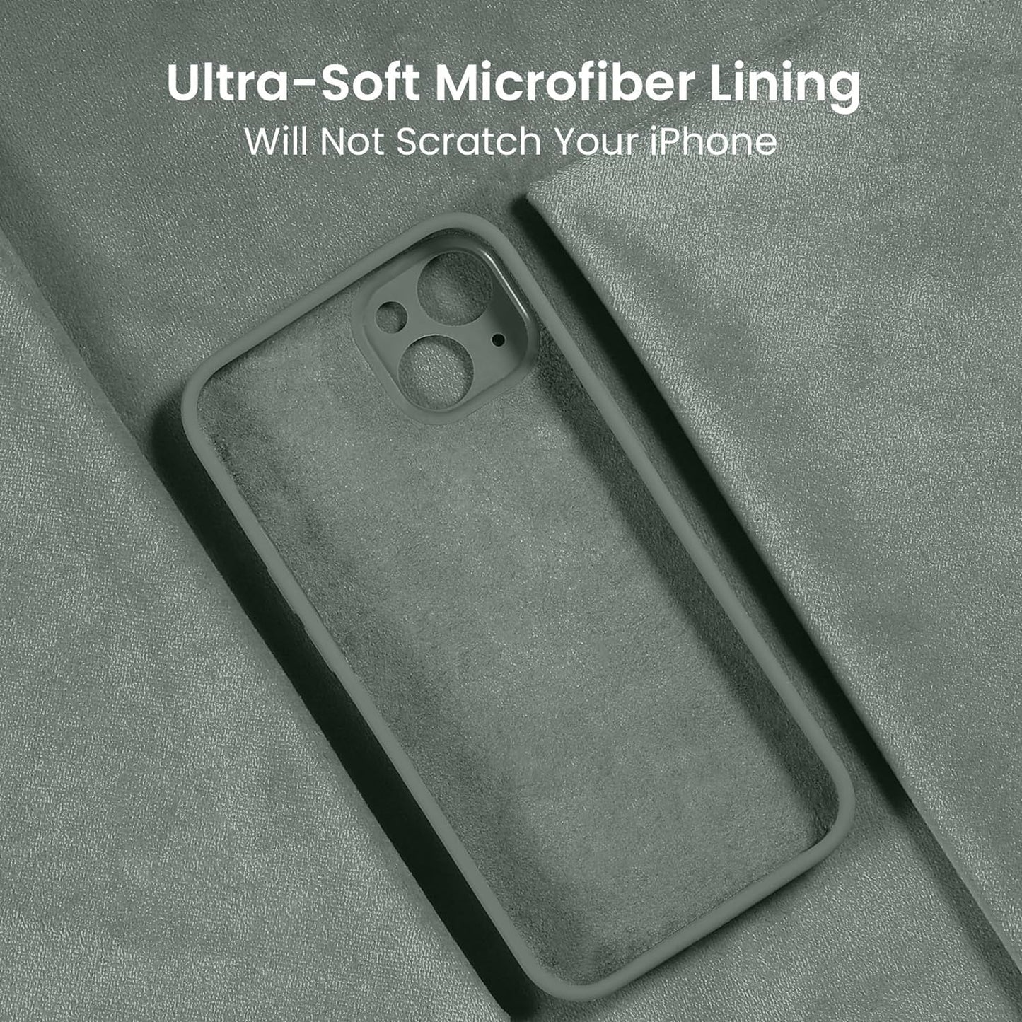 FireNova Designed for iPhone 15 Case, Silicone Upgraded [Camera Protection] Phone Case with [2 Screen Protectors], Soft Anti-Scratch Microfiber Lining Inside, 6.1 inch, Calke Green