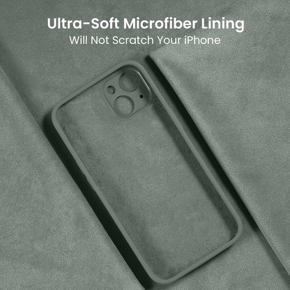 FireNova Designed for iPhone 15 Case, Silicone Upgraded [Camera Protection] Phone Case with [2 Screen Protectors], Soft Anti-Scratch Microfiber Lining Inside, 6.1 inch, Calke Green