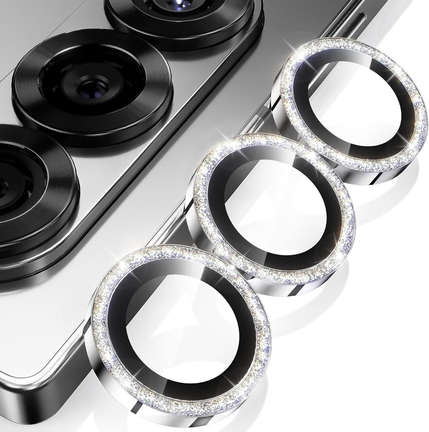 YWXTW for Samsung Galaxy Z Fold 7 Camera Lens Protector, [12X Stronger Adhesion] Individual Anti Scratch Metal Ring Tempered Glass Camera Screen Protector for Z Fold 7 Accessories 2025 (Glitter Silver)