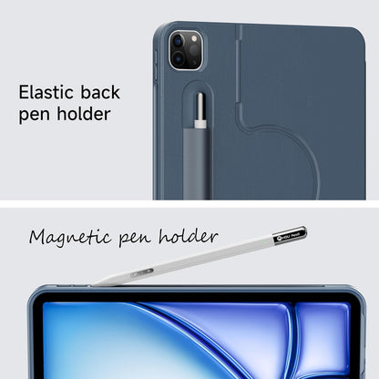 HOU iPad Air 11 Case with Keyboard (M3 2025, M2 2024) Detachable Rotatable Magnetic Full Protection Case, 7-Color Backlight, Touchpad, Elastic Pen Holder for iPad Pro 11 (4th-1st) & Air (5/4th)–Blue