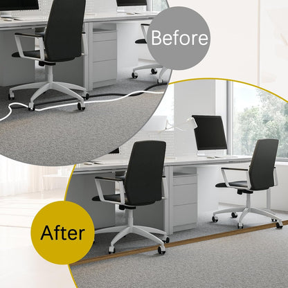 Floor Cord Cover 3.3FT Cord Covers for Wires on Floor Protect Wires & Prevent Trip Hazards, Easy to Cut for Home, Office, School, Concerts, Cavity W0.6in x H0.32in