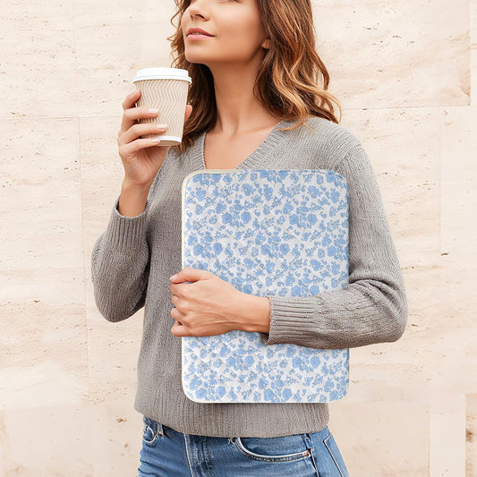 Puffy Laptop Sleeve 13-15.6 Inch Cute Quilted Laptop Protective Case Padded Floral Computer Sleeve for MacBook (B-Blue, 13 Inch)