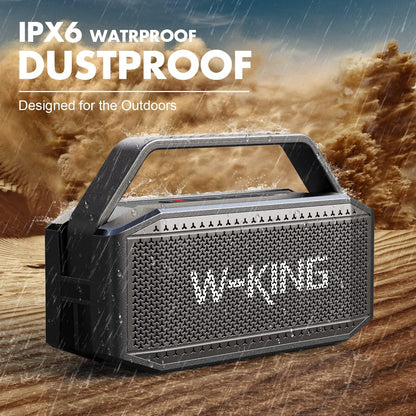 W-KING Portable Loud Bluetooth Speaker, 100W Max Waterproof Outdoor Speakers Bluetooth Wireless, IPX6 Party Big Large Speaker Boombox, 60W Exlarge Deep Bass Passive Radiator/40H/Power Bank/TF/AUX/EQ