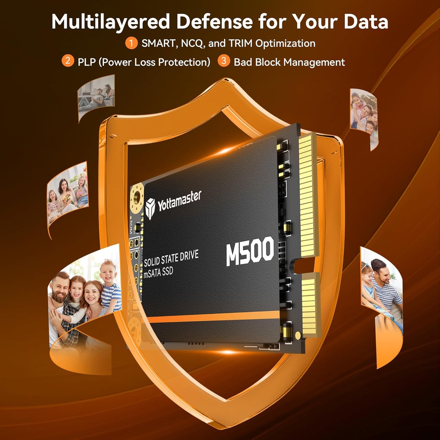 Yottamaster M500 512GB mSATA SSD SATA III 6Gb/s, mSATA Internal Solid State Drive Up to 500MB/s, Mini-SATA with 3D NAND, Compatible with Ultrabooks Desktop PC Laptop, All-in-One PCs, 30x50mm