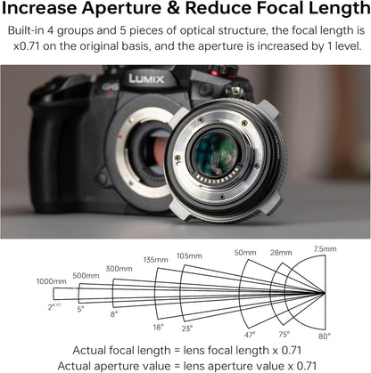 VILTROX EF-M2 Pro Lens Mount Adapter Auto Focus 0.71x Reducer Speed Booster with Security Lock Compatible with Canon EF Mount Lens to M4/3 Camera GH4 GH5 GH5S GF6 GX85 GX7 Olympus E-M5 E-M10 E-PL5