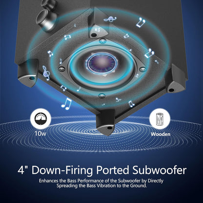 OROW Bluetooth Computer Speakers,PC Speaker with Subwoofer,Front Knob 18W Wireless PC Speakers,Support AUX&Bluetooth Play,Great for Party/Game/TV (S213)