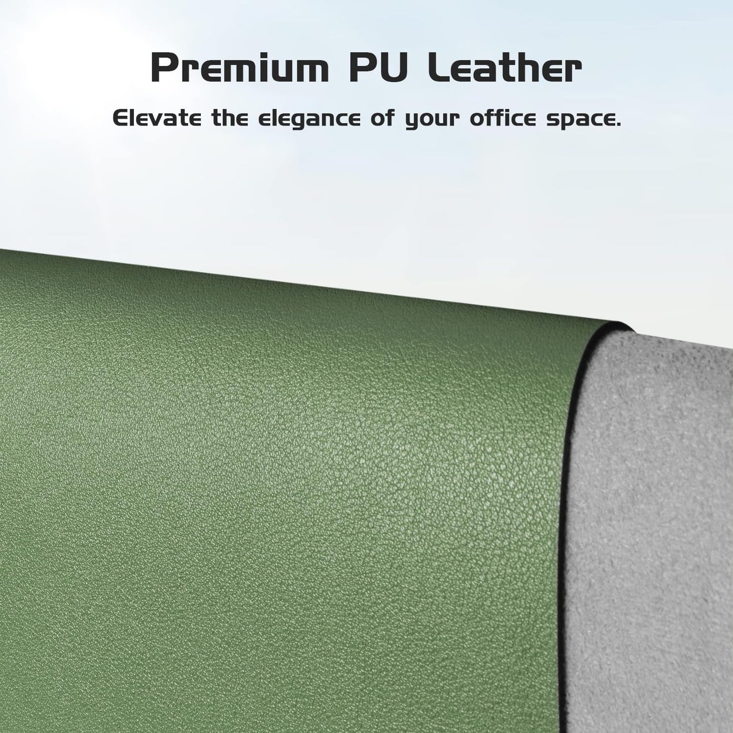 Aothia Leather Desk Pad Protector, Office Desk Mat, Large Mouse Pad, Laptop Desk Pad, Non-Slip PU Leather Desk Blotter, Waterproof Desk Writing Pad for Office and Home (Olive Green, 47" x 17")
