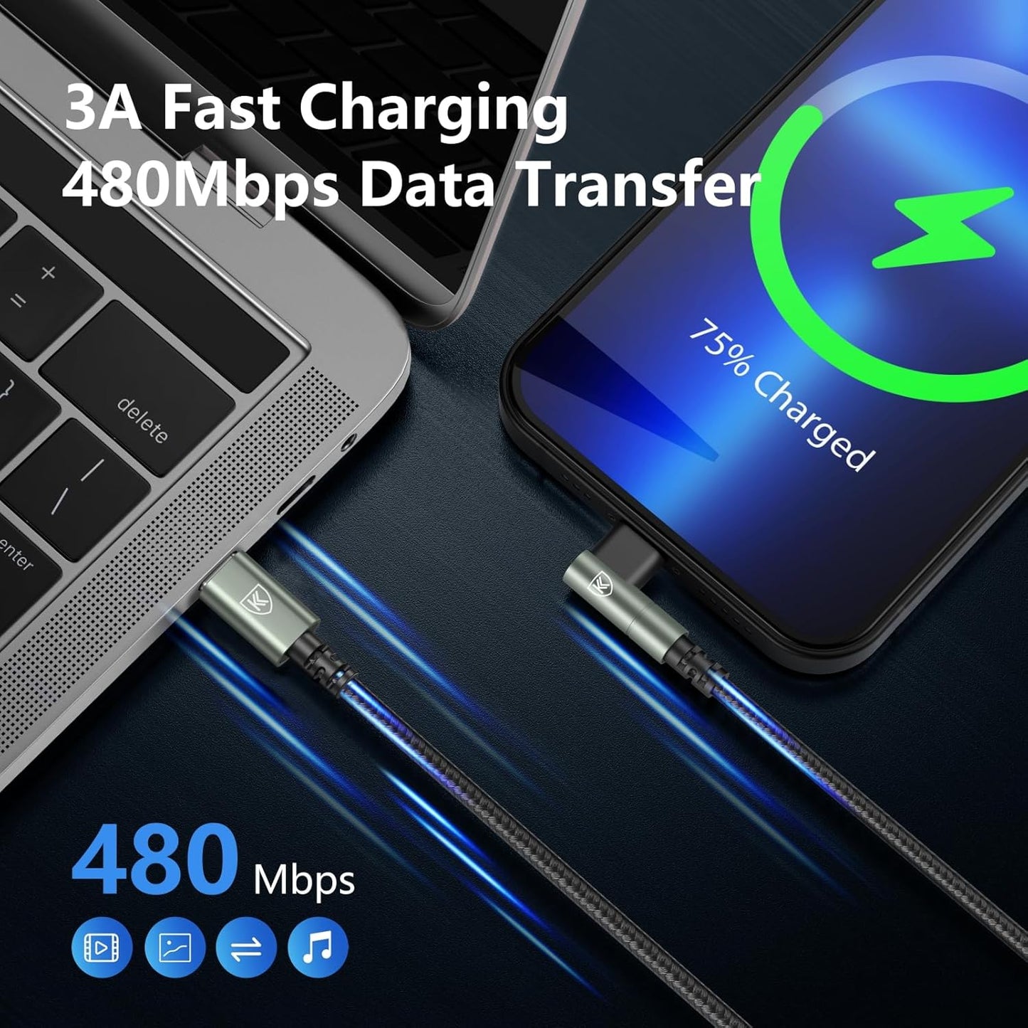 90 Degree iPhone Charger 6FT [Apple MFi Certified] 3Pack USB C to Lightning Cable Fast Charging Cord 6Feet Nylon Braided USB Type C to Lightning Cable for iPhone 14/13/12/11/Pro/Max/Plus/8/7/6/5S/iPad