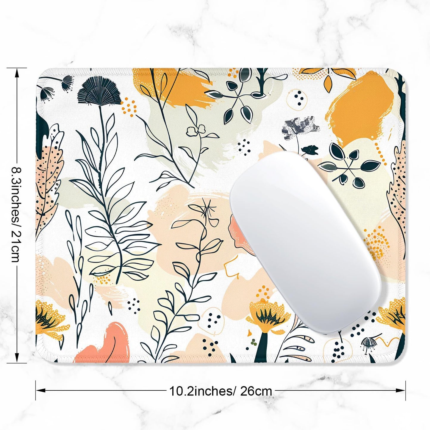 ITNRSIIET Mouse Pad with Stitched Edge Premium Textured Smooth Precise Operation Waterproof Washable Non-Slip Rubber Base Desktop Protection Mat, 10.2×8.3×0.12 inches, Beautiful Flowers