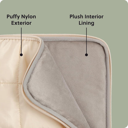U Brands Nylon Puffer Zipping Medium Laptop Sleeve, 9.75" x 13", Computer Accessories, Laptop Bag for MacBook Pro, MacBook Air, Chromebook, HP Computer, Sand Beige