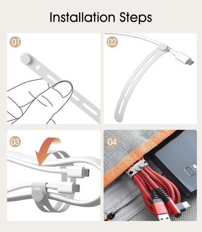 20Pcs Nearockle Silicone Cable Ties, 5.12 Inch Adjustable Cord Organizer Reusable Zip Ties for Charging Cords Earphone Computer Wire, Office Desk Cable Management Travel Accessories(White)