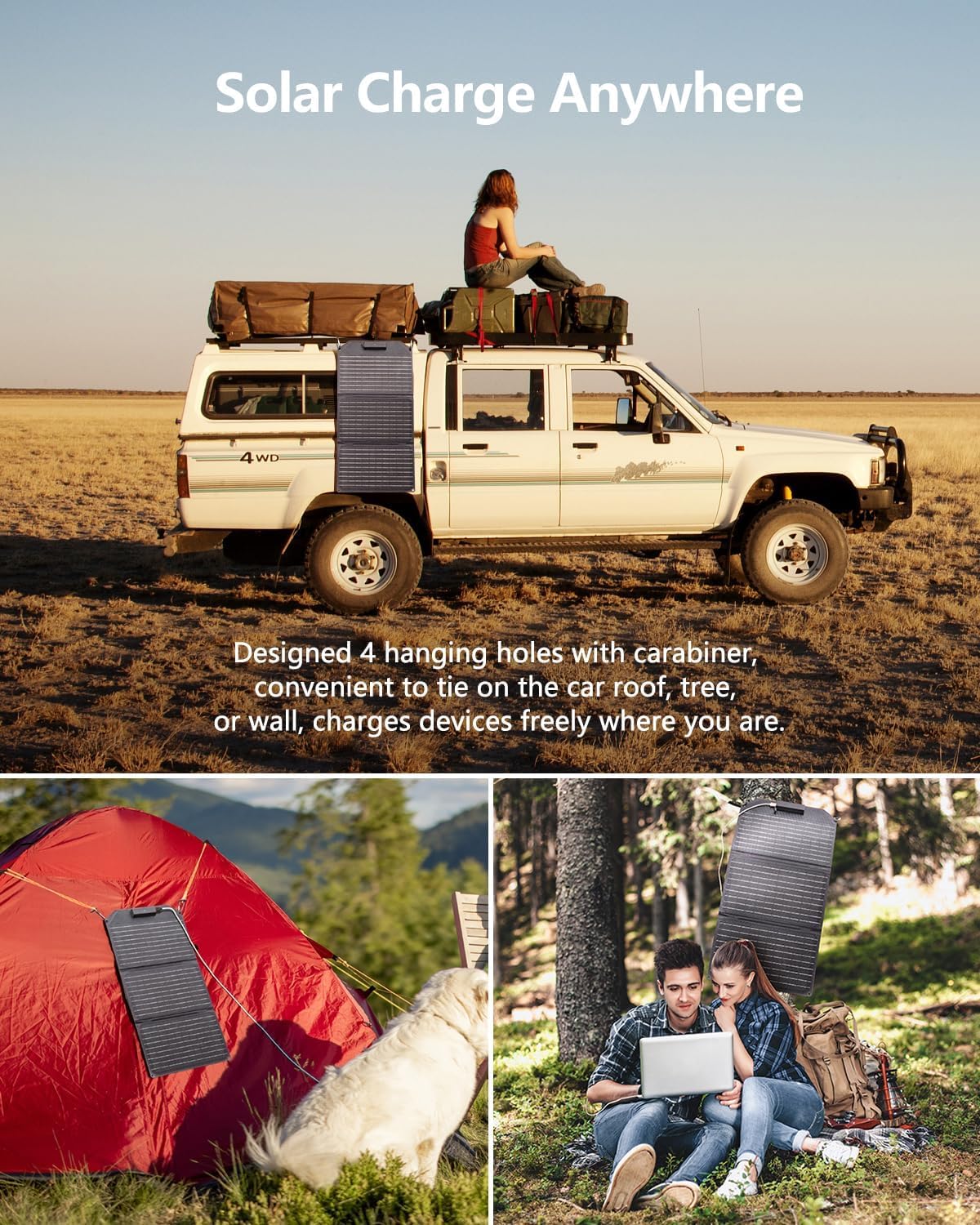 MARBERO 30W Solar Charger >23% High Efficiency Foldable Portable Solar Panel for Power Station Phones Tablets 2 USB Ports & DC Fast Charging IP65 Waterproof for Camping Outdoor Backpacking Cloudy