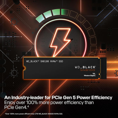 WD_BLACK 2TB SN8100 NVMe SSD Internal Solid State Drive - Gen 5 PCIe 5.0x4, M.2 2280, Seq. Read Speeds Up to 14,900 MB/s, Best for AI Applications, Gaming, and Video Editing - WDS200T1X0M