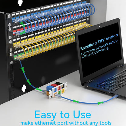 CAT6A RJ45 Keystone Coupler (24 Pack), Cat6 Keystone Jack Female to Female, Cat 6a Inline Keystone Jacks for Wall Plate & Patch Panel, RJ45 Ethernet Coupler Black