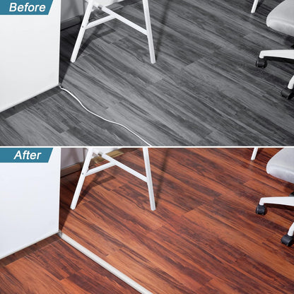 5.5FT Floor Cord Cover, White Soft Cable Cover Floor, Large Size Extension Cord Covers for Floor, Power Cord Protector Floor Wire Cover - Cord Channel Diameter: 0.7" (W) x 0.4" (H)