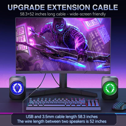 Computer Speakers,RGB PC Speakers, USB Powered 3.5mm Aux Speaker for Desktop, PC, Laptop, Tablet - Small Computer Speakers | Clear Sound & 7-Color Dynamic Lighting