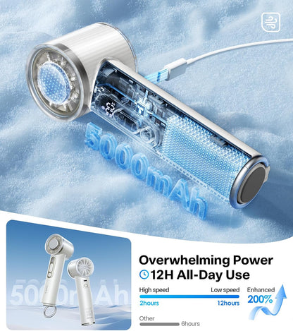 TORRAS COOLiFY iva Handheld Fan with Ice Cooler, [Chill by 50F], 0-100 Adjustable Speed, Super Mini Powerful Portable Fan 5000mAh Rechargeable, Hand Fans for Travel Essentials, Gifts for Women, Ivory