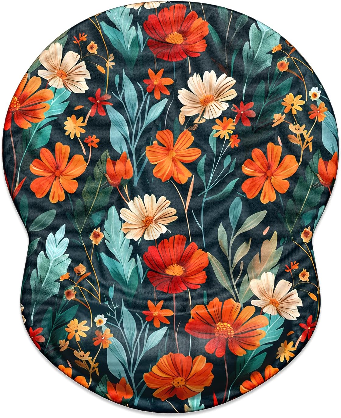 ITNRSIIET Ergonomic Mouse Pad with Gel Wrist Support Small Wrist Rest Smooth Surface Non-Slip PU Base Comfortable Office Supplies Pain Relief, 8.7 x 7.2 inches, Beautiful Flowers