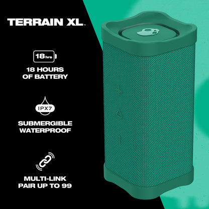 Skullcandy Terrain XL Wireless Bluetooth Speaker - IPX7 Waterproof Portable Speaker, 18 Hour Battery, Nylon Wrist Wrap, True Wireless Stereo (Green)