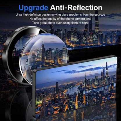 for Samsung Galaxy S25 Ultra Camera Lens Protector, Individual Metal Ring Tempered Glass Lens Cover, [Strong Adsorption] Scratch Resistant Ultra-Thin HD Clear Lens Cover, 1 Set-Black Ring