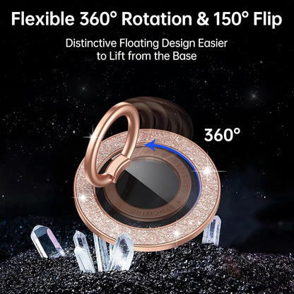 Syncwire Magnetic Phone Grip for MagSafe, Magnetic Sparkle Phone Ring Holder, Rotatable Kickstand Cell Phone Stand Removable MagSafe Accessories for iPhone 15 Pro Max 14 13 12,Android- Rose Gold