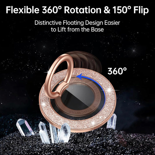 Syncwire Magnetic Phone Grip for MagSafe, Magnetic Sparkle Phone Ring Holder, Rotatable Kickstand Cell Phone Stand Removable MagSafe Accessories for iPhone 15 Pro Max 14 13 12,Android- Rose Gold