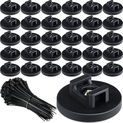 Yookeer 230 Pieces Magnetic Zip Tie Mount Multipurpose Cable Holder Magnets Magnetic Wire Management Bases with Heavy Duty Zip, Mount Nylon Cable Ties in Total (43 mm)