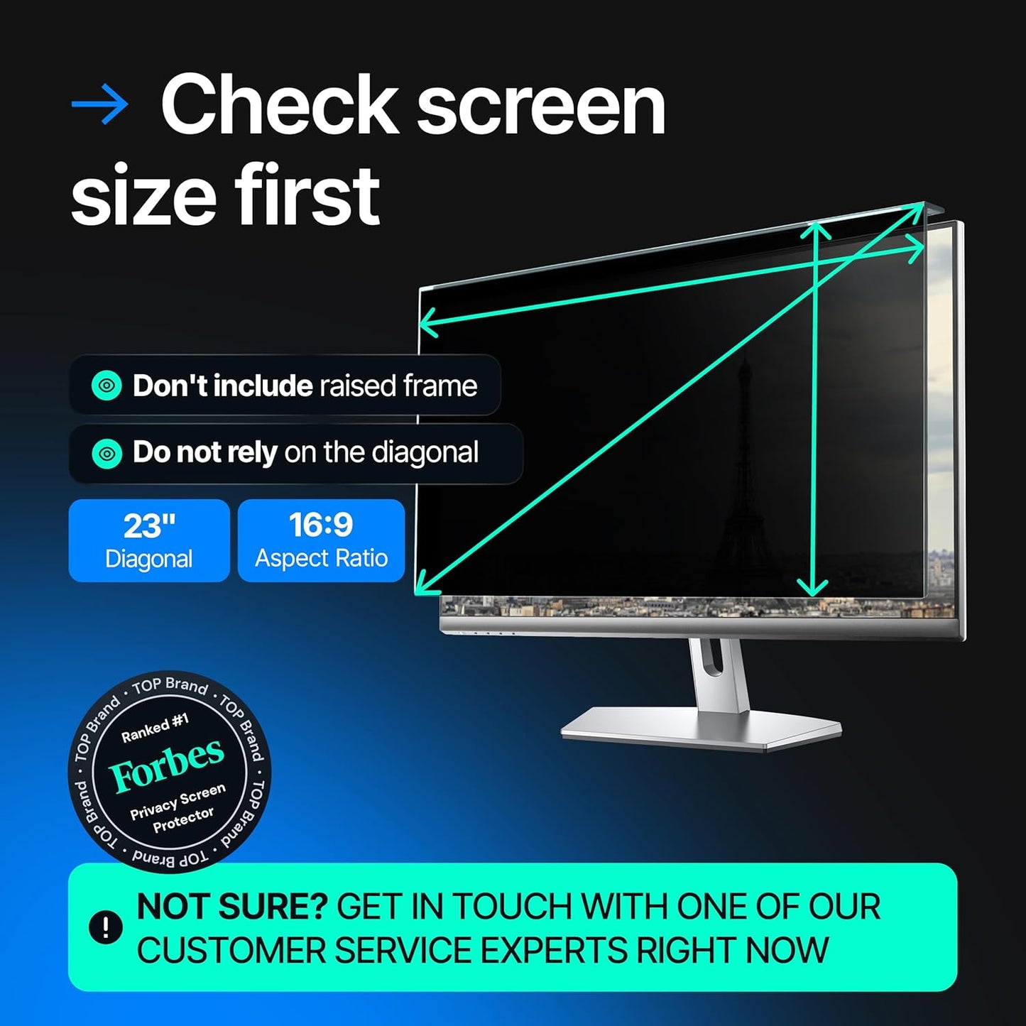 Acrylic 23 Inch Computer Privacy Screen Filter for Widescreen Computer Monitors - 20.6" x 12" (524 x 306mm) - Monitor Frame Hanging Type