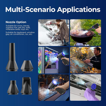 Rosewill Electric Air Duster - 110,000 RPM Super Power Cordless Compressed Air Duster, 3-Gear Adjustable Mini Blower with Fast Charging, Dust Blower for Computer, Keyboard, Pet, House, Outdoor and Car