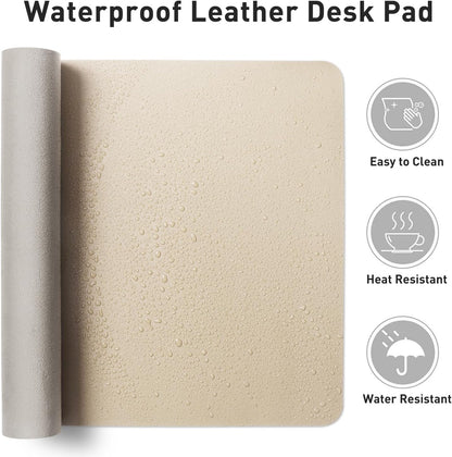 Aothia Leather Desk Pad Protector, Office Mat, Large Mouse Pad, Non-Slip PU Leather Blotter, Laptop Desk Pad, Waterproof Writing Pad for Office and Home (Beige, 31.5" x 15.7")