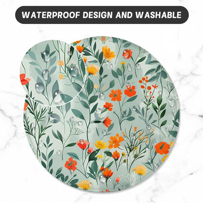 ITNRSIIET Round Mouse Pad with Stitched Edge Premium-Textured Waterproof Non-Slip Rubber Base Desktop Protection Mat Diameter 8.7 inches, Beautiful Flowers