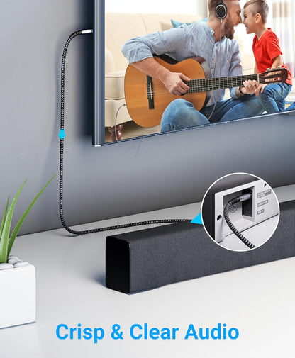 BlueRigger Digital Optical Audio Cable (15FT, Toslink Cable for Soundbar, Braided Fiber Optic, S/PDIF, Metal Shell) - Compatible with HomeTheatre, TV, Game Console (PS4, Xbox), DVR