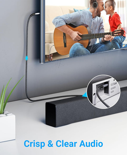 BlueRigger Digital Optical Audio Cable (15FT, Toslink Cable for Soundbar, Braided Fiber Optic, S/PDIF, Metal Shell) - Compatible with HomeTheatre, TV, Game Console (PS4, Xbox), DVR