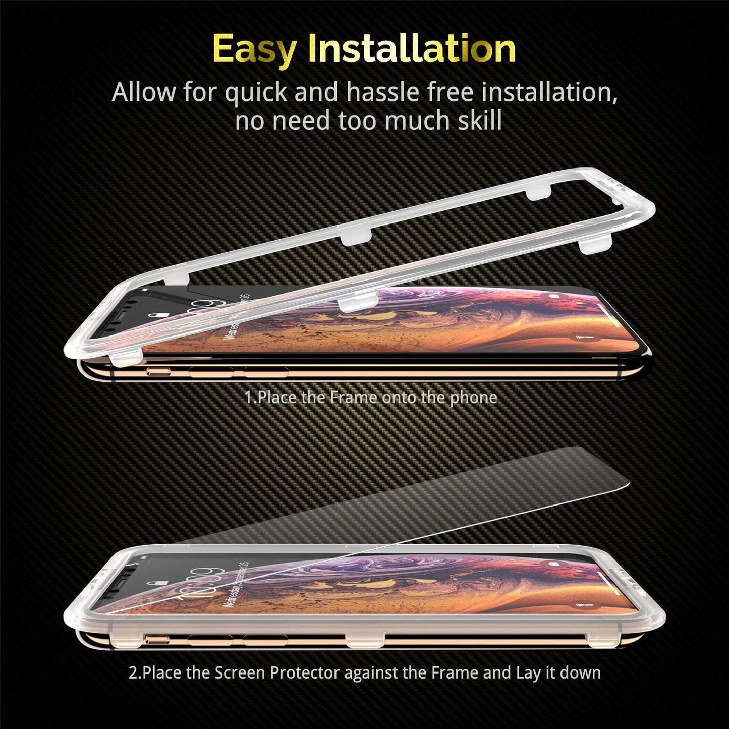 UNBREAKcable 3-Pack Screen Protector for iPhone 11 Pro/X/XS 5.8", 9H Premium Tempered Glass Screen Protector for iPhone X/iPhone Xs/iPhone 11 Pro [Easy Install, No Bubble, Anti-Scratch]