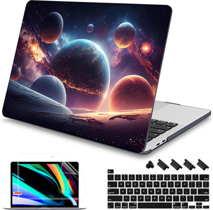 Mektron Case for MacBook Pro 16 Inch A2141 Cover 2019 Release 16" with Liquid Retina Display/Touch ID, Plastic Hard Shell with Keyboard Skin & Screen Protector & Dust Plug, Planets