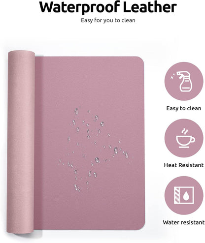 YSAGi Leather Desk Protector, Office Mat, Large Mouse Mat, Non-Slip PU Leather Blotter, Laptop Desk Pad, Waterproof Writing Pad for Office and Home (Pale Mauve, 23.6" x 13.8")
