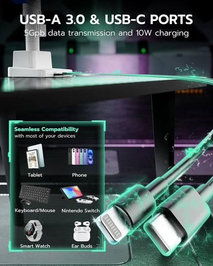 ARES WING Dual Monitor Mount, Adjustable Stacked Monitor Stand with USB A/C, Heavy Duty Gas Spring Monitor Desk Stand for 2 Monitors for 24-57 Inch Ultrawide Screen, 75/100/200 Vesa Mount, White