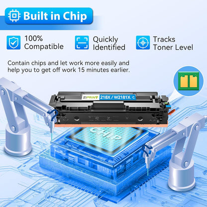 218X Toner Cartridges 4 Pack with Chip - 3301fdw Compatible Replacement for HP 218A 218X Color Laserjet Pro MFP 3301fdw 3301sdw 3201dw 3301cdw Printer High Yield W2180A (Black Yellow Magenta Cyan)